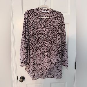 Women's Animal print blouse longer length button down